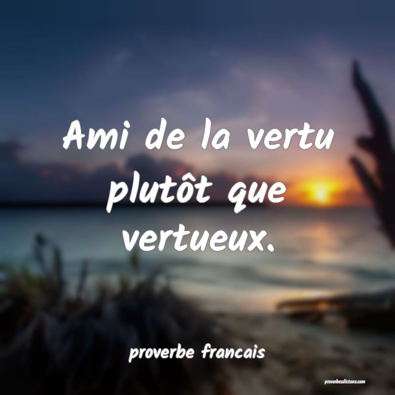  Ami de la vertu plutôt que vertueux.