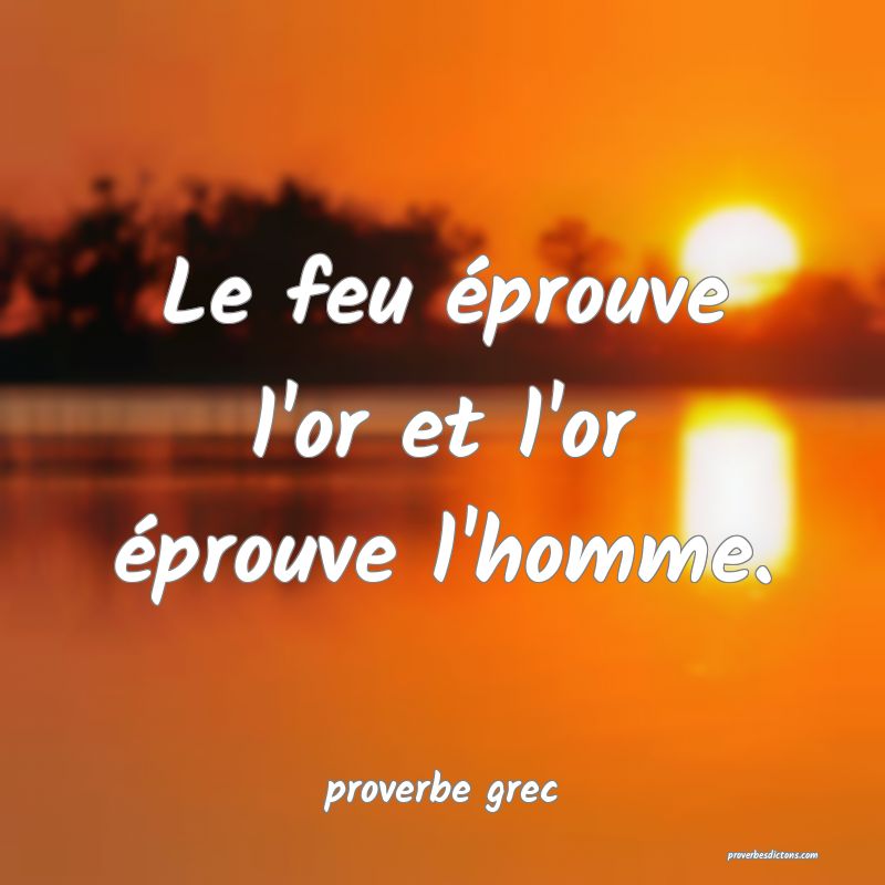 Le feu éprouve l'or et l'or éprouve l'homme.