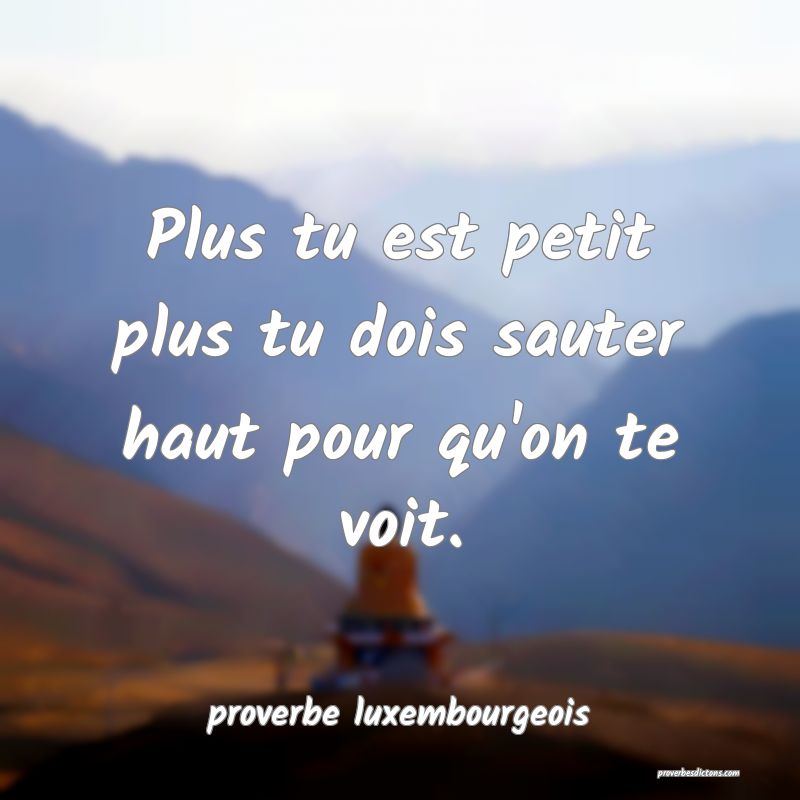  Plus tu est petit plus tu dois sauter haut pour qu'on te voit.