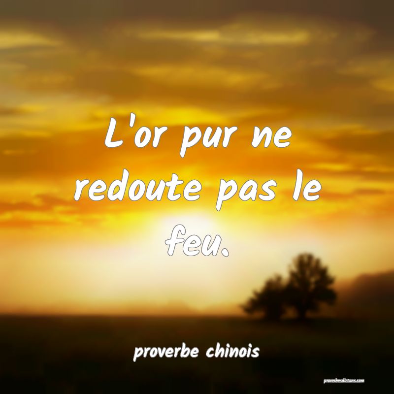 L'or pur ne redoute pas le feu.
