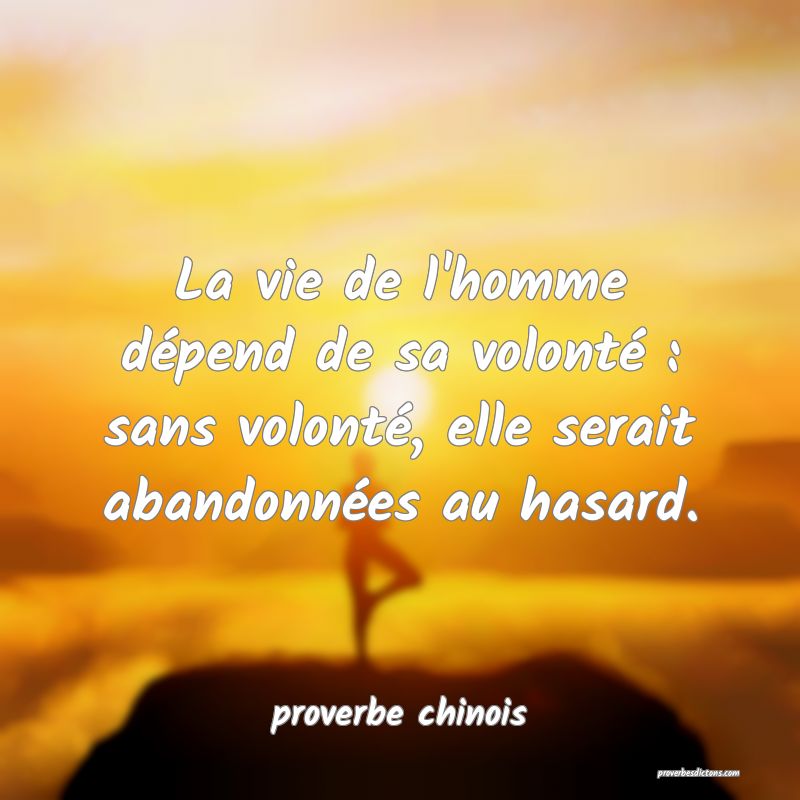La vie de l'homme dépend de sa volonté : sans volonté, elle serait abandonnées au hasard.