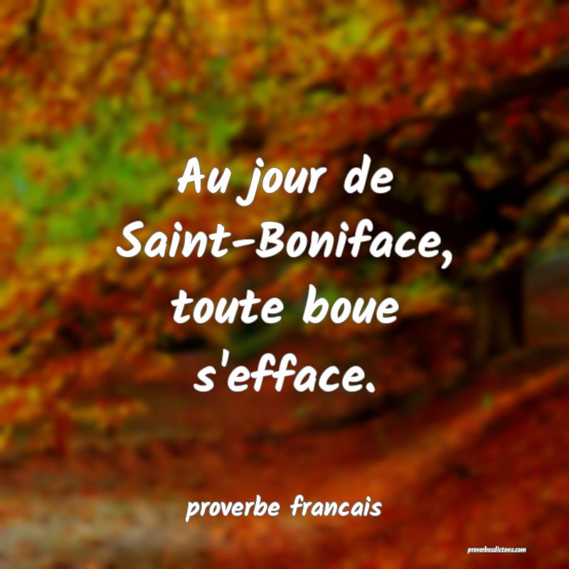 Au jour de Saint-Boniface, toute boue s'efface.