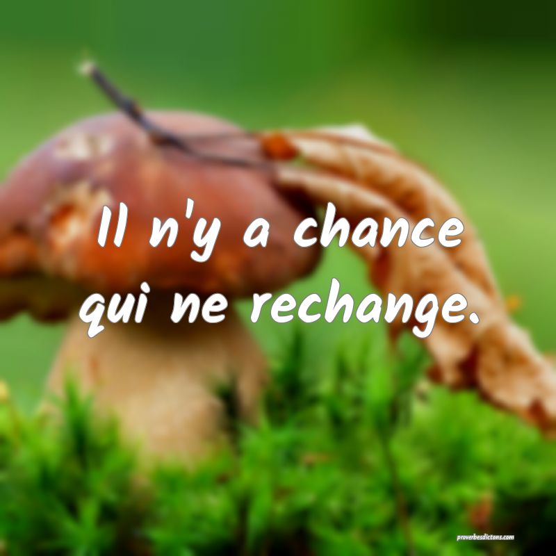 Il n'y a chance qui ne rechange.
