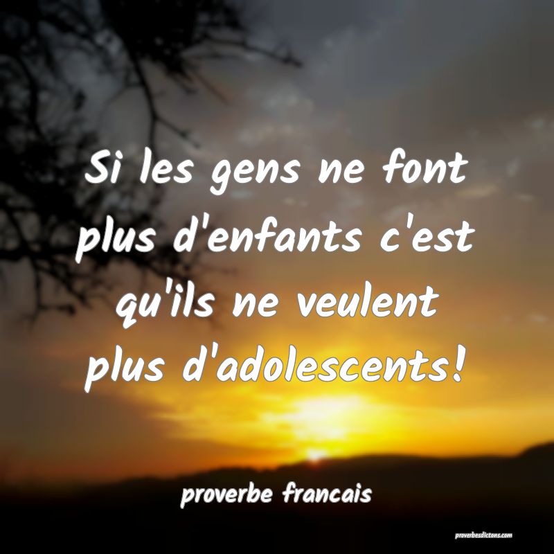  Si les gens ne font plus d'enfants c'est qu'ils ne veulent plus d'adolescents!