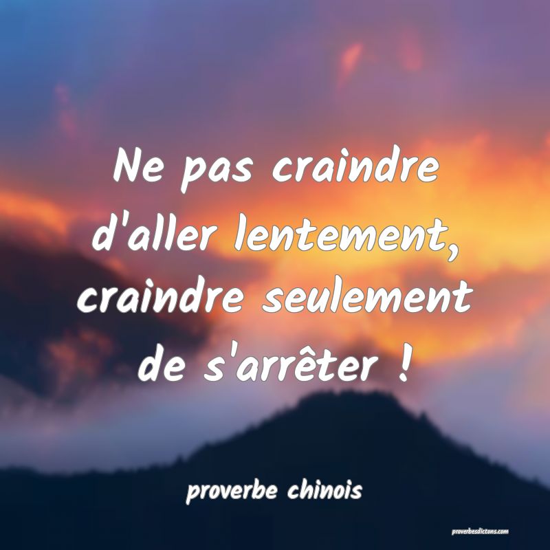  Ne pas craindre d'aller lentement, craindre seulement de s'arrêter !