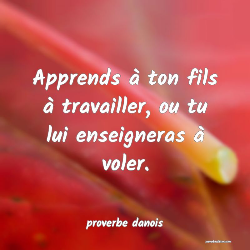  Apprends à ton fils à travailler, ou tu lui enseigneras à voler.
