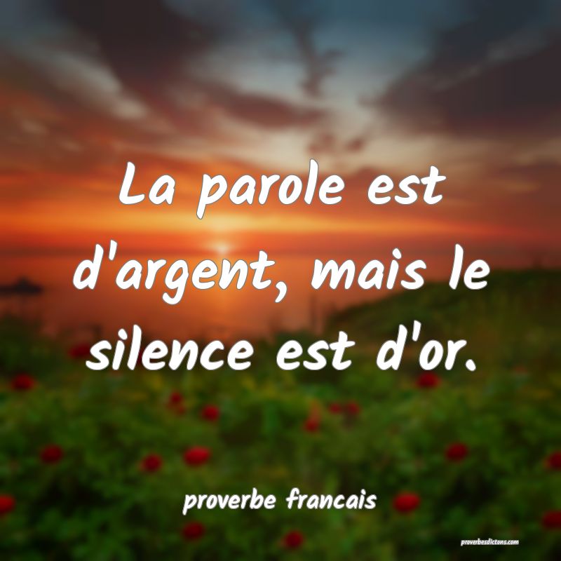 La parole est d'argent, mais le silence est d'or.