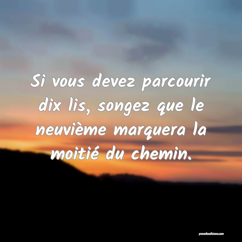Si vous devez parcourir dix lis, songez que le neuvième marquera la moitié du chemin.