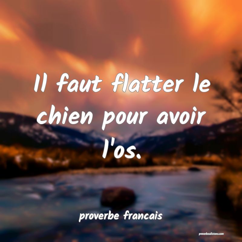 Il faut flatter le chien pour avoir l'os.