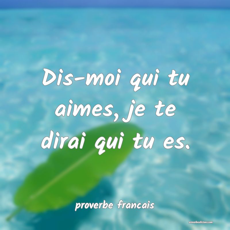  Dis-moi qui tu aimes, je te dirai qui tu es.