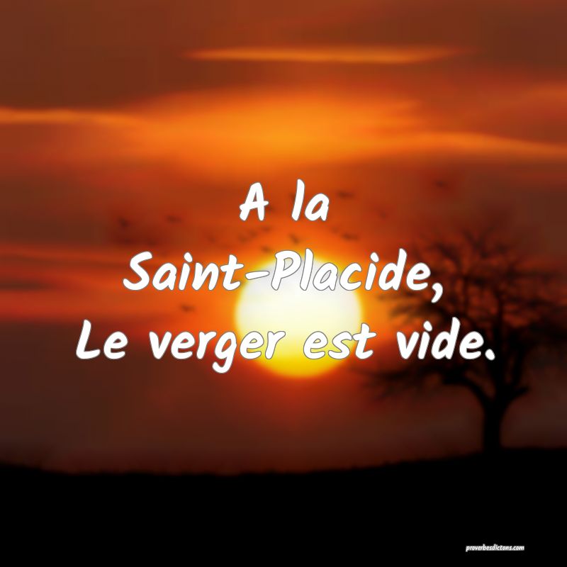 A la Saint-Placide,
Le verger est vide.
