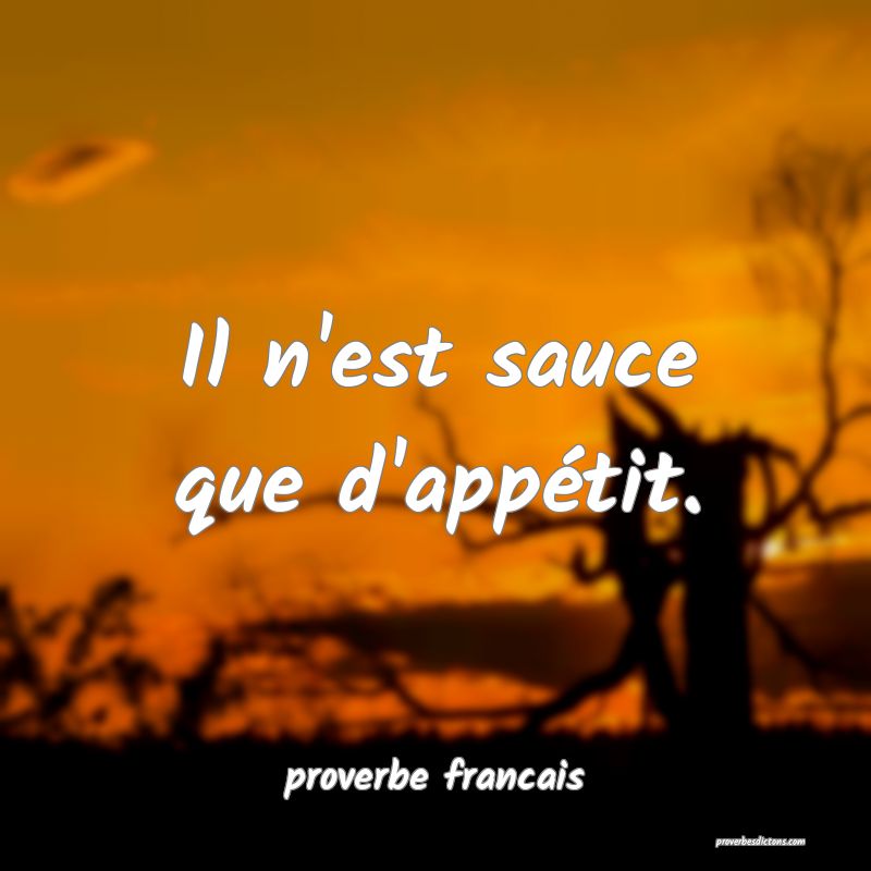 Il n'est sauce que d'appétit.