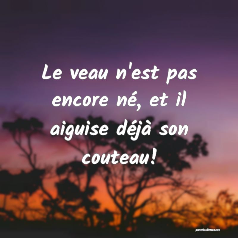 Le veau n'est pas encore né, et il aiguise déjà son couteau!