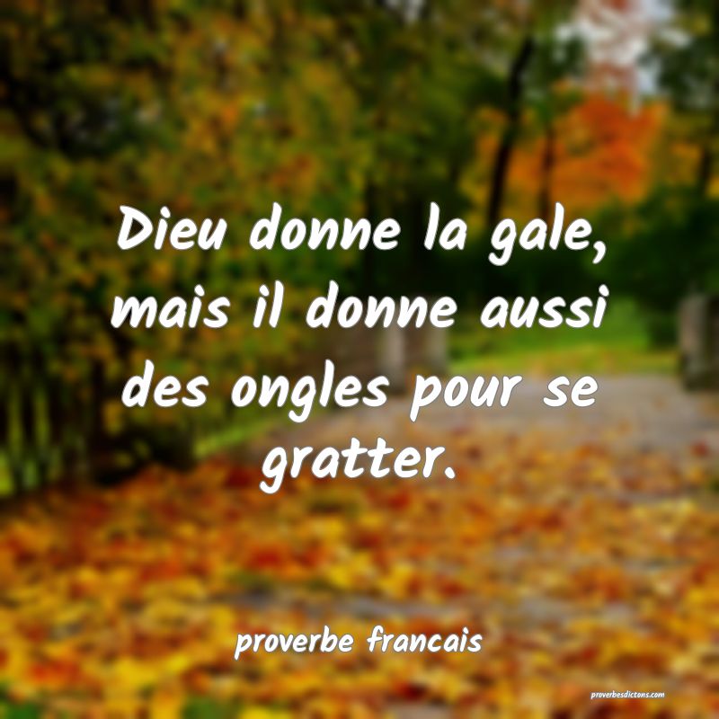  Dieu donne la gale, mais il donne aussi des ongles pour se gratter.