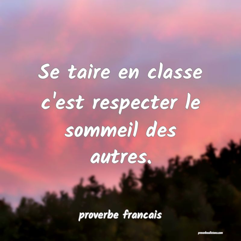  Se taire en classe c'est respecter le sommeil des autres.