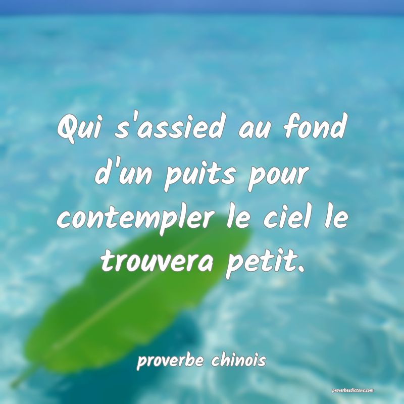  Qui s'assied au fond d'un puits pour contempler le ciel le trouvera petit.