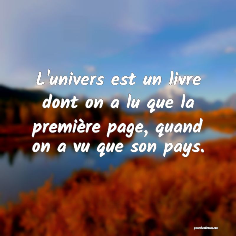 L'univers est un livre dont on a lu que la première page, quand on a vu que son pays.