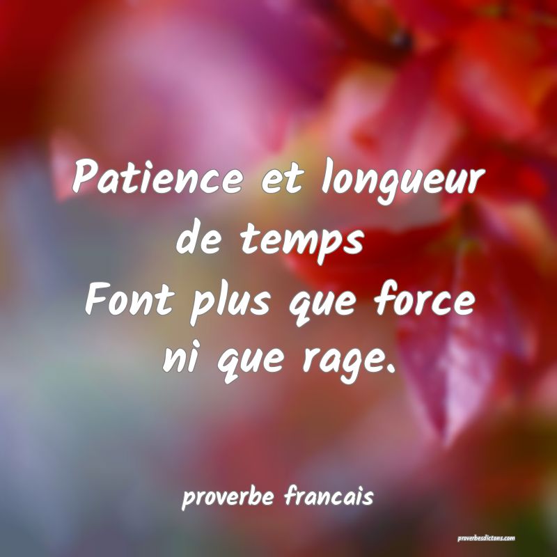 Patience et longueur de temps 
Font plus que force ni que rage.