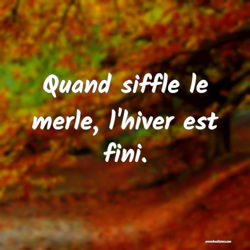 Quand siffle le merle, l'hiver est fini.
