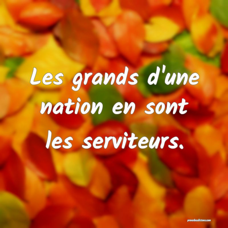 Les grands d'une nation en sont les serviteurs.