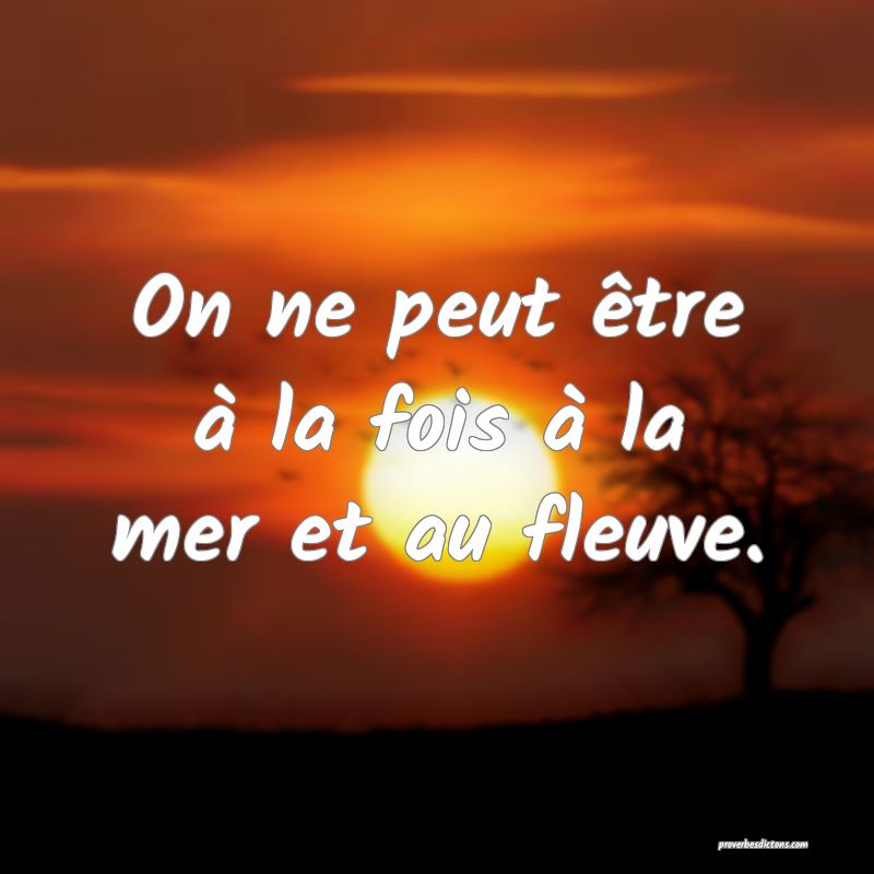 On ne peut être à la fois à la mer et au fleuve.