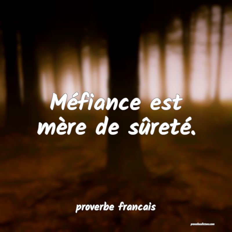  Méfiance est mère de sûreté.