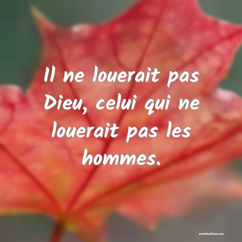 Il ne louerait pas Dieu, celui qui ne louerait pas les hommes.