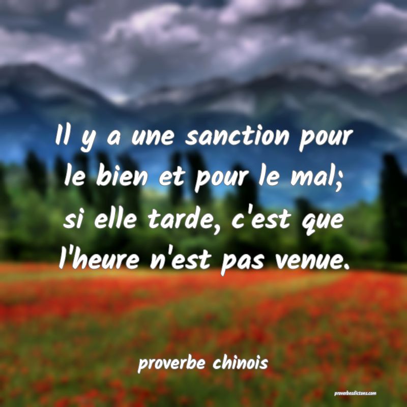  Il y a une sanction pour le bien et pour le mal; si elle tarde, c'est que l'heure n'est pas venue.