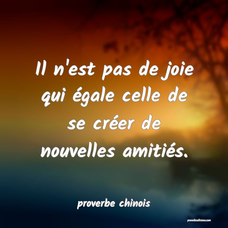  Il n'est pas de joie qui égale celle de se créer de nouvelles amitiés.