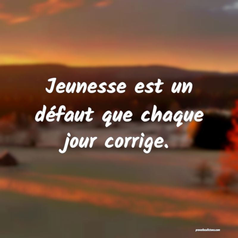 Jeunesse est un défaut que chaque jour corrige.