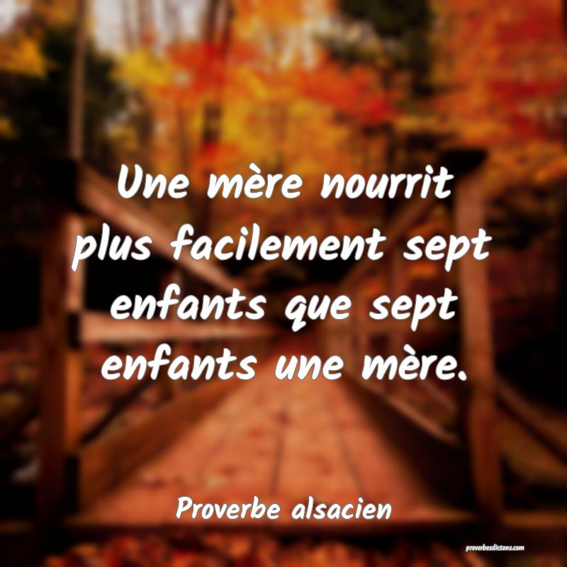 Une mère nourrit plus facilement sept enfants que sept enfants une mère.