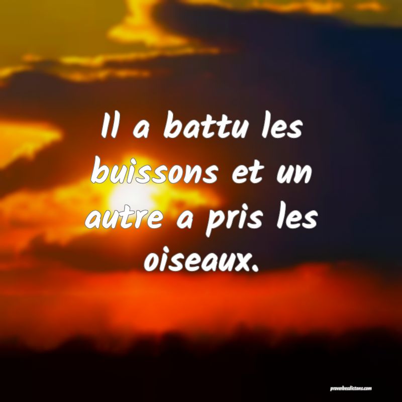 Il a battu les buissons et un autre a pris les oiseaux.
