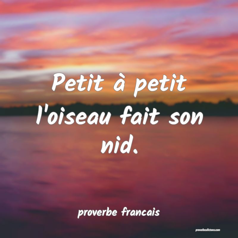  Petit à petit l'oiseau fait son nid.
