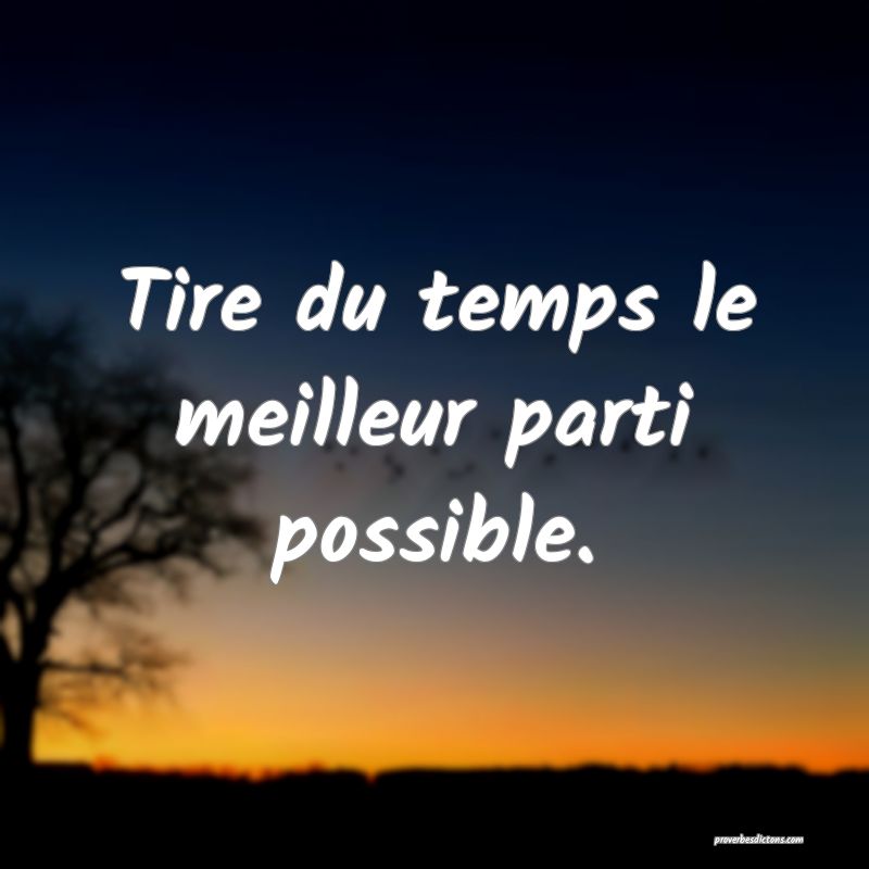 Tire du temps le meilleur parti possible.