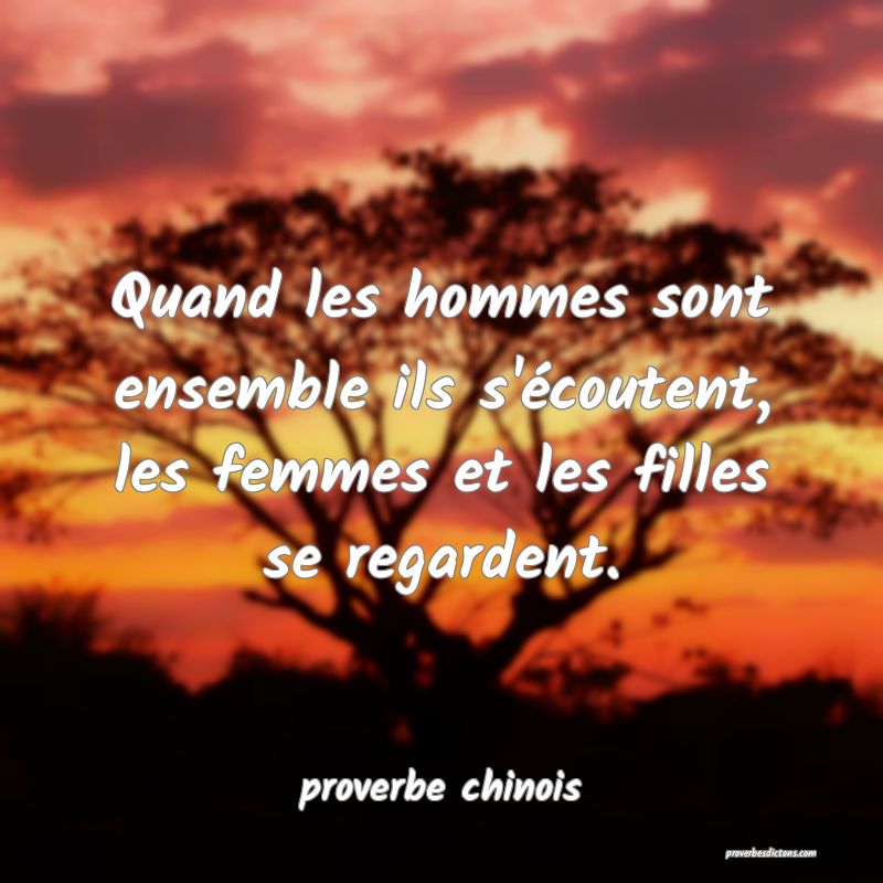Quand les hommes sont ensemble ils s'écoutent, les femmes et les filles se regardent.