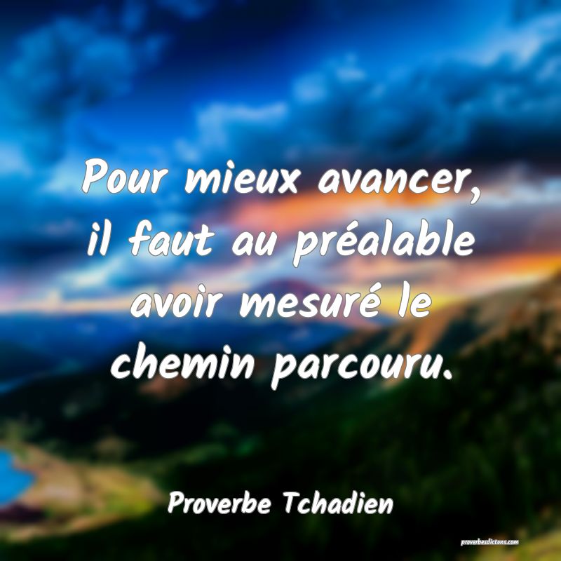  Pour mieux avancer, il faut au préalable avoir mesuré le chemin parcouru.