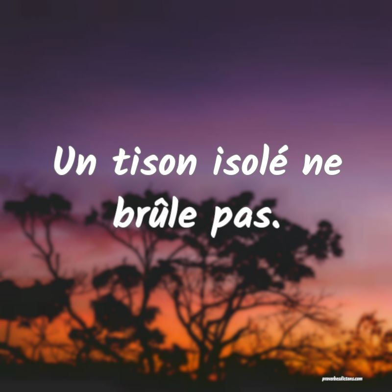 Un tison isolé ne brûle pas.
