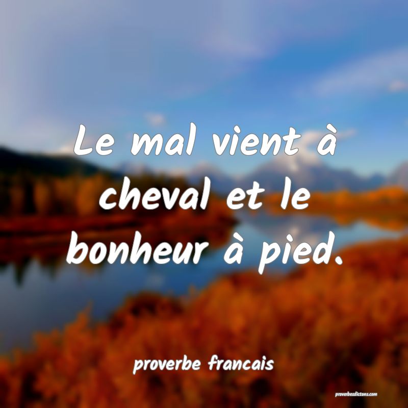 Le mal vient à cheval et le bonheur à pied.