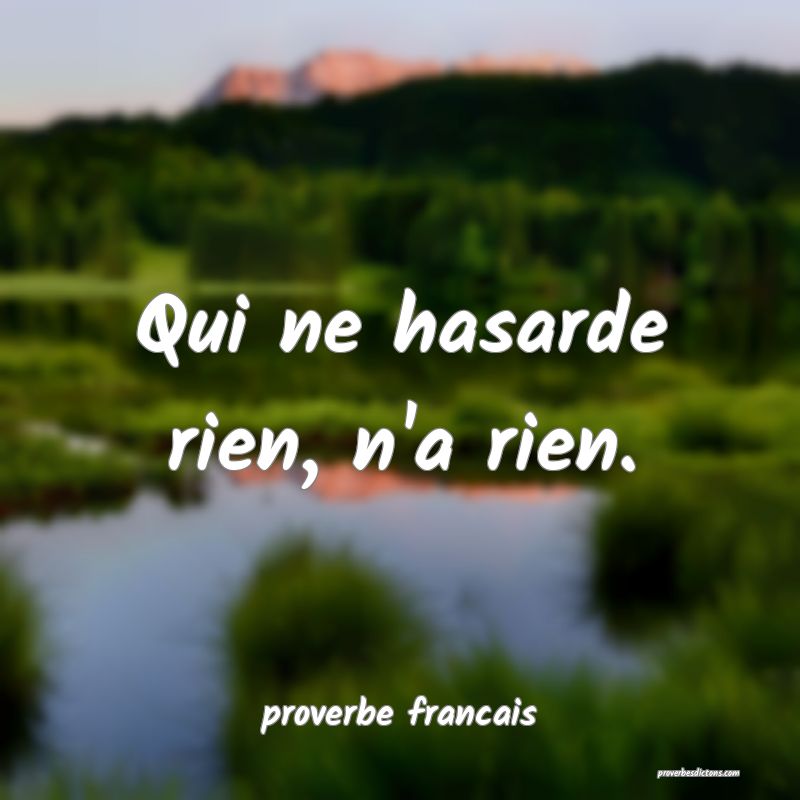 Qui ne hasarde rien, n'a rien.