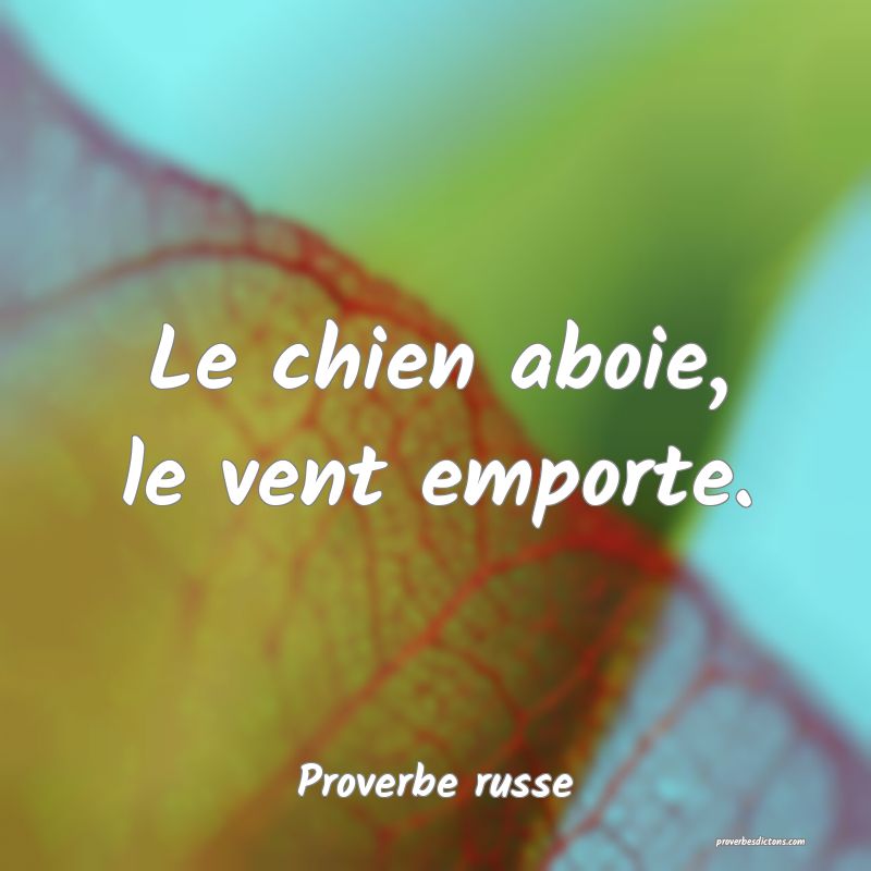 Le chien aboie, le vent emporte.