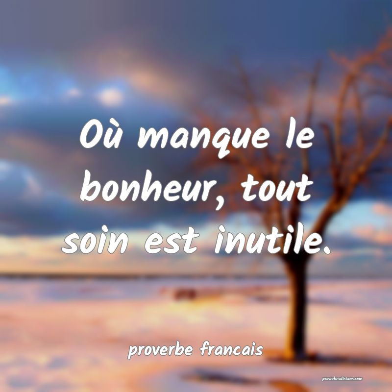 Où manque le bonheur, tout soin est inutile.