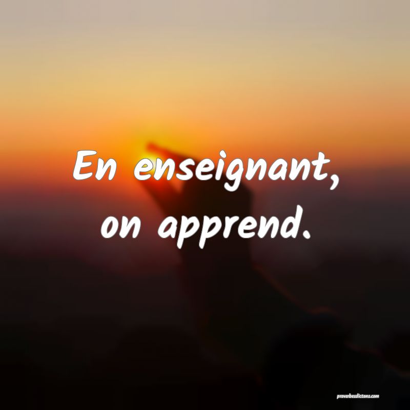 En enseignant, on apprend.