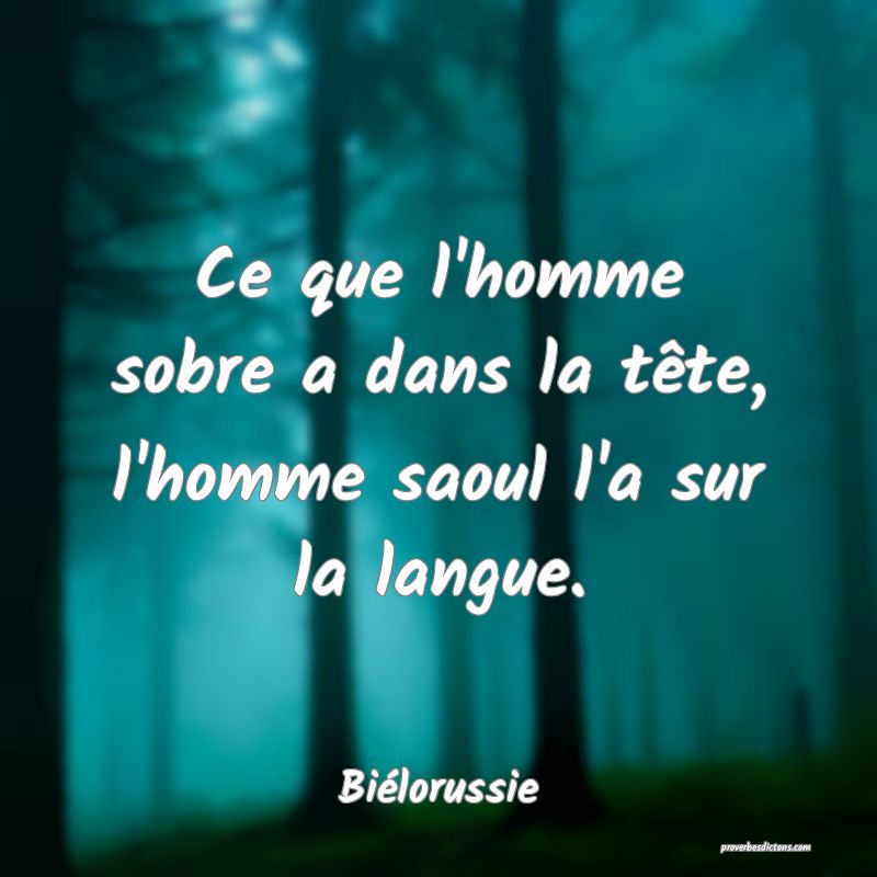 Ce que l'homme sobre a dans la tête, l'homme saoul l'a sur la langue.