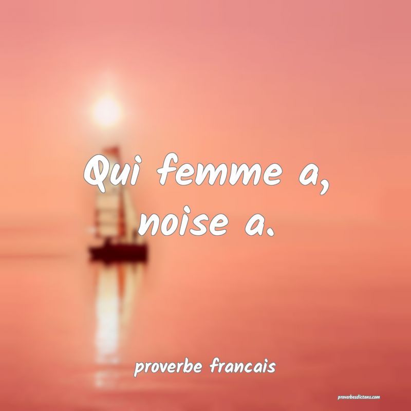Qui femme a, noise a.