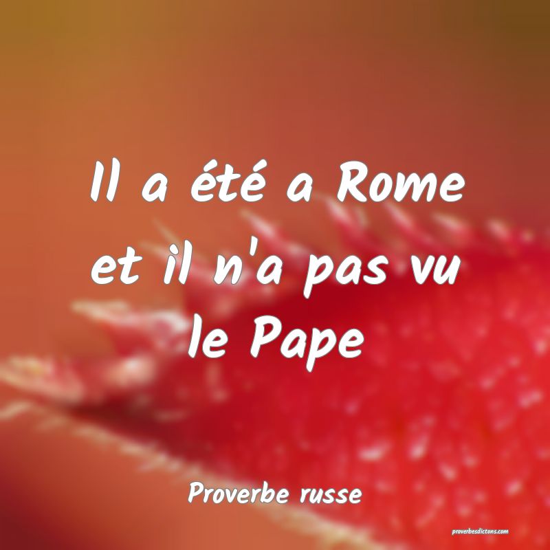 Il a été a Rome et il n'a pas vu le Pape