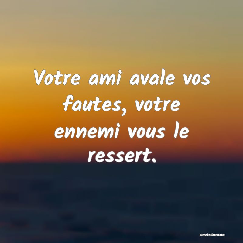 Votre ami avale vos fautes, votre ennemi vous le ressert.