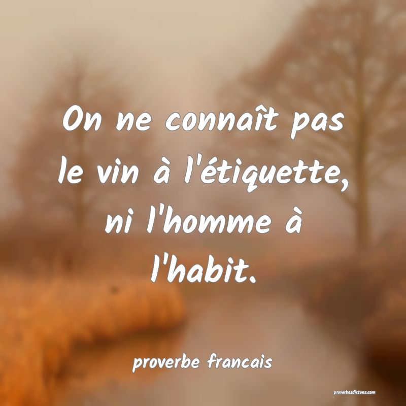 On ne connaît pas le vin à l'étiquette, ni l'homme à l'habit.