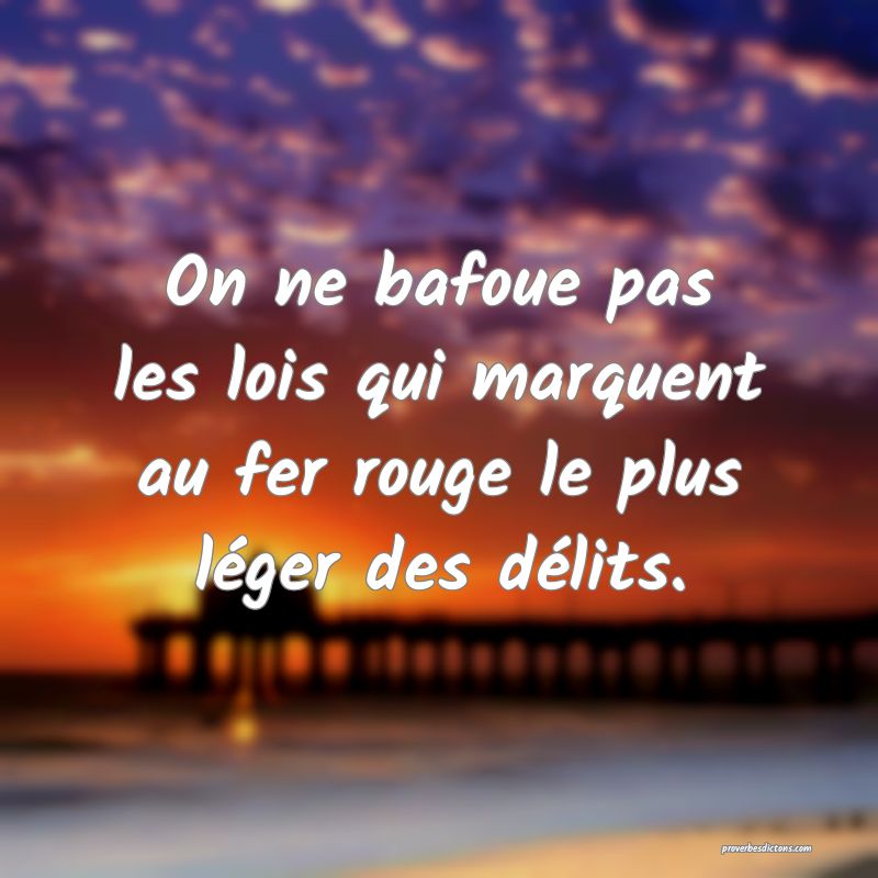 On ne bafoue pas les lois qui marquent au fer rouge le plus léger des délits.