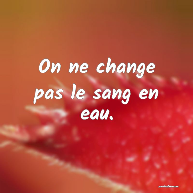 On ne change pas le sang en eau.