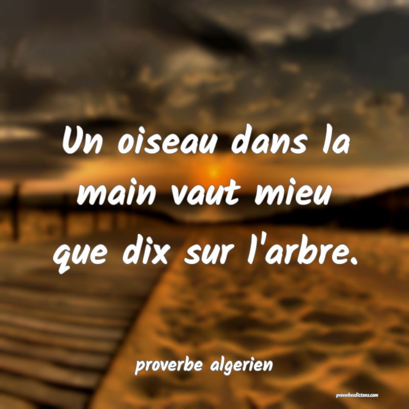 Un oiseau dans la main vaut mieu que dix sur l'arbre.